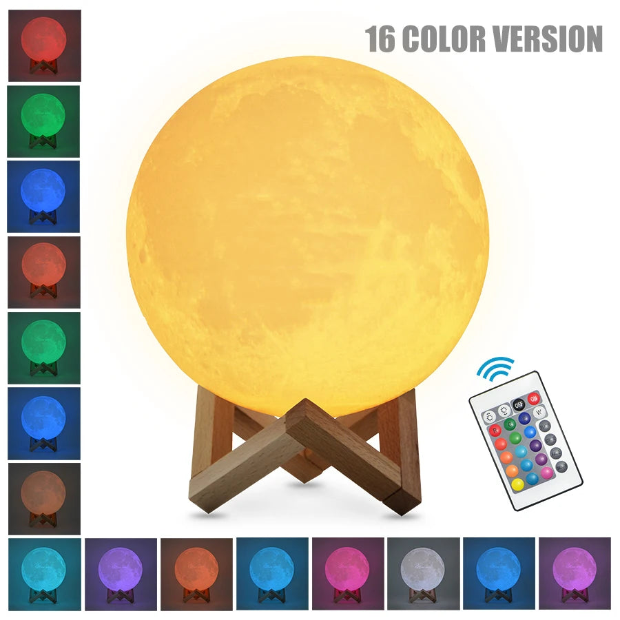 3D Print Rechargeable Moon Lamp LED Night Light